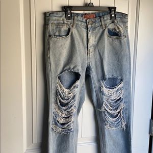 Mens blue ripped jeans
